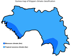 Guniea map of Köppen climate classification