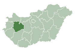 Veszprém vármegye elhelyezkedése Magyarországon