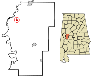 Hale County Alabama Incorporated and Unincorporated areas Akron Highlighted 0100676.svg