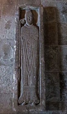 The grave of Hermann of Schleswig, 12th century, the oldest grave in the crypt. Herman af Slesvig (gravsten).JPG