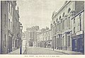 Rugby High Street in 1893, the building second to the right was the first Town Hall of 1857. Destroyed by fire in 1921.