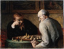 Intellectual activities such as playing chess or regular social interaction have been linked to a reduced risk of Alzheimer's disease in epidemiological studies, although no causal relationship has been found. Honore Daumier 032.jpg