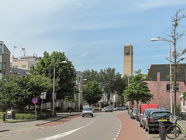 IJmuiden, view to a street (town hall at the background)
