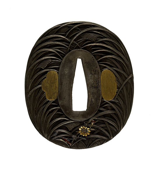 File:Iwamoto Konkan - Tsuba with Autumn Grasses and Insects - Walters 51382.jpg