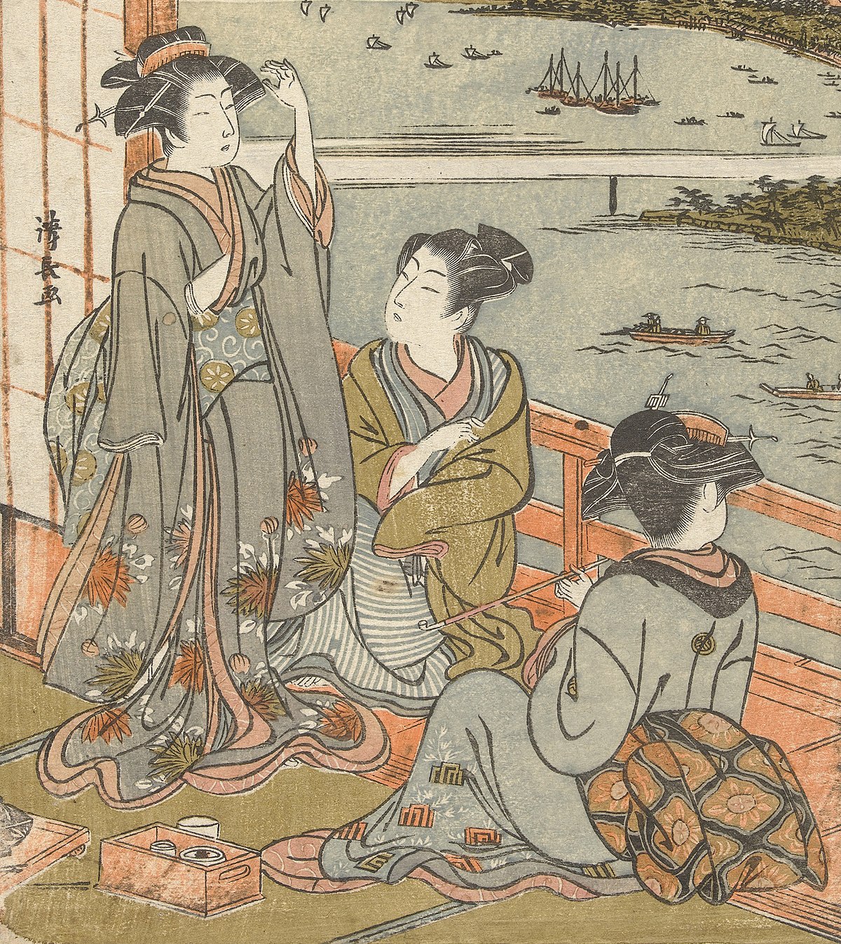 File:Japanese women 18th-century print - Avondregen te Susaki-Rijksmuseum R...