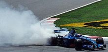 Jean Alesi performs a doughnut at the end of the 2001 Canadian Grand Prix. Jean Alesi 2001 Canada.jpg