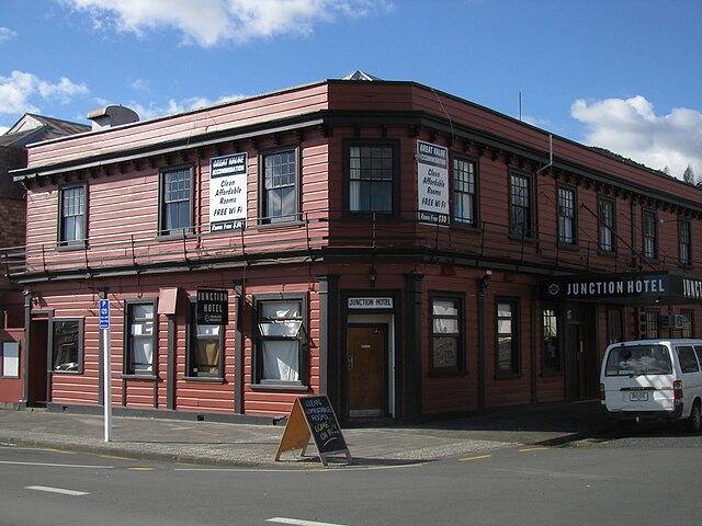 Junction Hotel, one of several historic buildings remaining intact in Thames