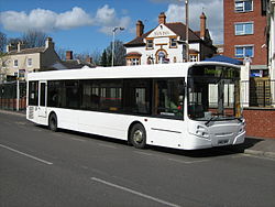 A TransBus Enviro300 bus on hire to TM Travel. This bus originally operated at the Eden Project in Cornwall.