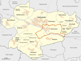 Locatie van Steinsfurt in de gemeente