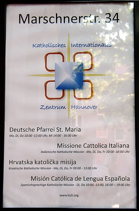 Katholisches Internationales Zentrum Hannover Missione Cattolica Italiana Hrvatska katolička misija Misión Católica de Lengua Española