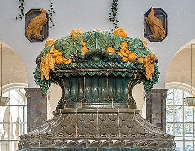 Ceramic sculpture in the well house in Bad Kissingen