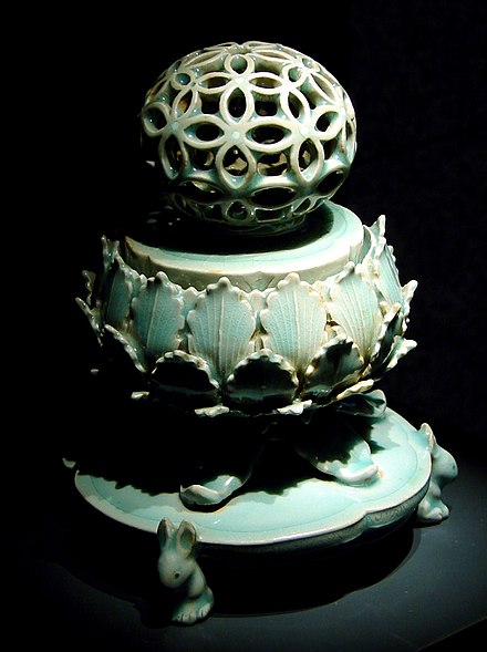 Celadon Incense Burner from the Korean Goryeo dynasty (918–1392), with kingfisher color glaze