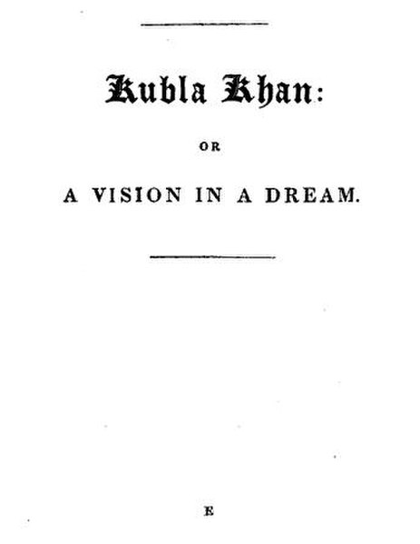 Title page of Kubla Khan (1816)