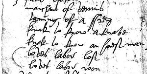 Partial list of plays from Hunt's inventory. From top: marchant of vennis, taming of a shrew, knak to know a knave, knak to know an honest man, loves labor lost, loves labor won
. LLW on Hunt's play list.jpg