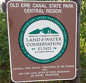 Land and Water Conservation Fund sign at the Old Erie Canal State Historic Park, DeWitt, New York Land-water-conservation-fund.jpg