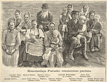 Larin Paraske with a family, c. 1906
