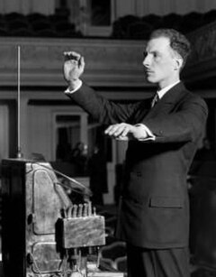 Leon Theremin demonstrating the theremin in 1927