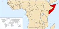 نقشه‌ای نشان‌دهنده جایگاه سومالی در نقشه
