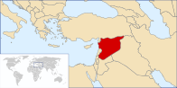 A map showing the location of Syria