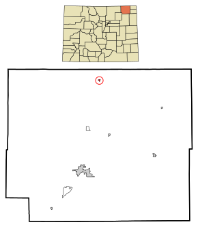 Logan County Colorado Incorporated and Unincorporated areas Peetz Highlighted.svg