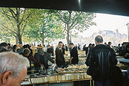 The South Bank Book Market in front of the National Film Theatre, London, England, in October 2004