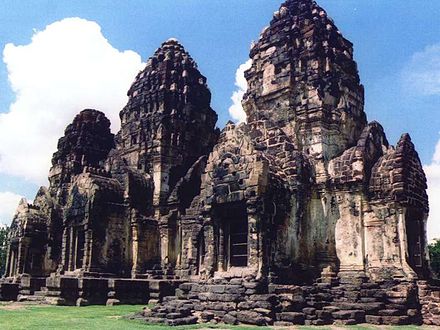 Prang Sam Yot, a Khmer Mahayana Temple in Lopburi, constructed during the reign of Jayavarman VII (c.1181–1218)