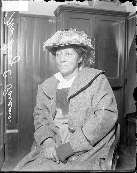 American socialist activist Lucy Parsons after her arrest for rioting during an unemployment protest at Hull House in Chicago, Illinois, 1915