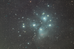 M45 The annotated Pleiades