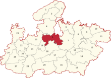 Madhya Pradesh Lok Sabha constituencies (Sagar highlighted).png