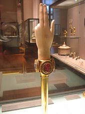 The recreated "Hand of Justice" used in Napoleon's coronation, Musee du Louvre. Main Justice Louvre.jpg