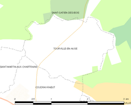 Mapa obce Tourville-en-Auge