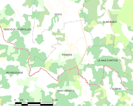 Mapa obce Féniers