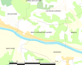 Mapa obce Saint-Capraise-de-Lalinde