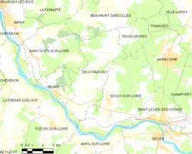Mapa obce Druy-Parigny