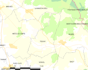 Poziția localității Teigny