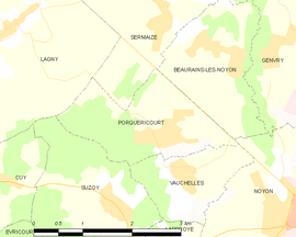 Mapa obce Porquéricourt