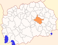 マケドニア共和国におけるシュティプの位置の位置図