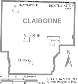 Kaart van Claiborne Parish