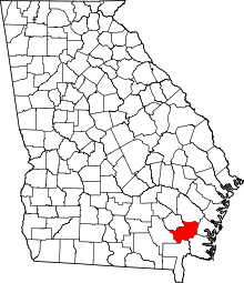 Harta e Brantley County në Georgia