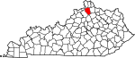 Statskarta som markerar Grant County