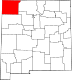 Harta statului New Mexico indicând comitatul San Juan