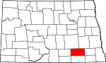 На карте штата выделен округ ЛаМур 