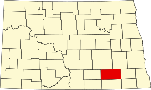 LaMoure County'yi vurgulayan Kuzey Dakota Haritası