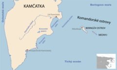 Mapa Komandorských ostrovů