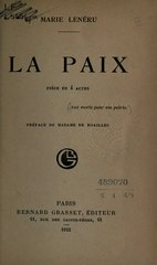 Marie Lenéru, La Paix, 1927    