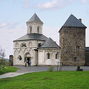 Matthiaskapelle Kobern, and belfry of the upper castle, view from the southeast