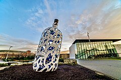 'Bottle O' Notes' sculpture and Middlesbrough Institute of Modern Art (MIMA)