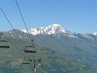 Mont Blanc seen from the Tarentaise valley