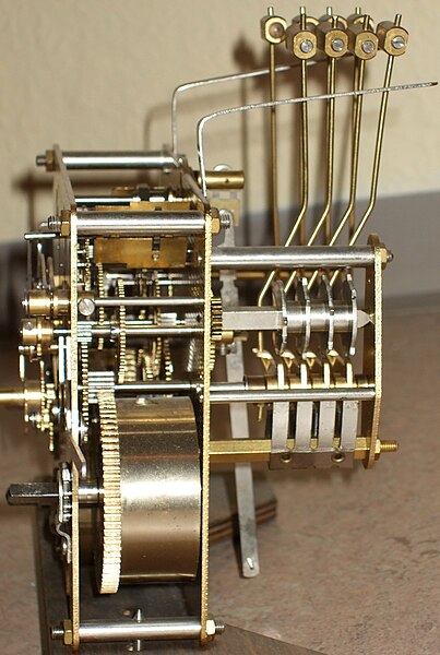 Movement of a grandfather clock with striking mechanism