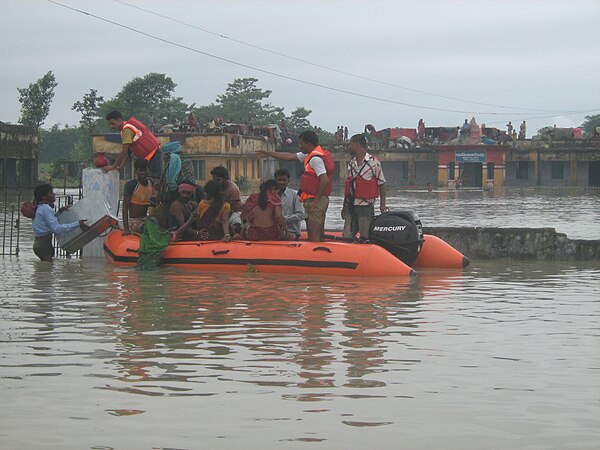 Rescue and relief operations during the Kosi breach in Bihar